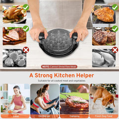 Upgrate Chicken Shredder, 10''Chicken Shredder Tool Twist with Transparent Lid, Ergonomic Handle and Anti-Slip Base, Dishwasher Safe, Cleaning Brush, Heat Resistant (Black)