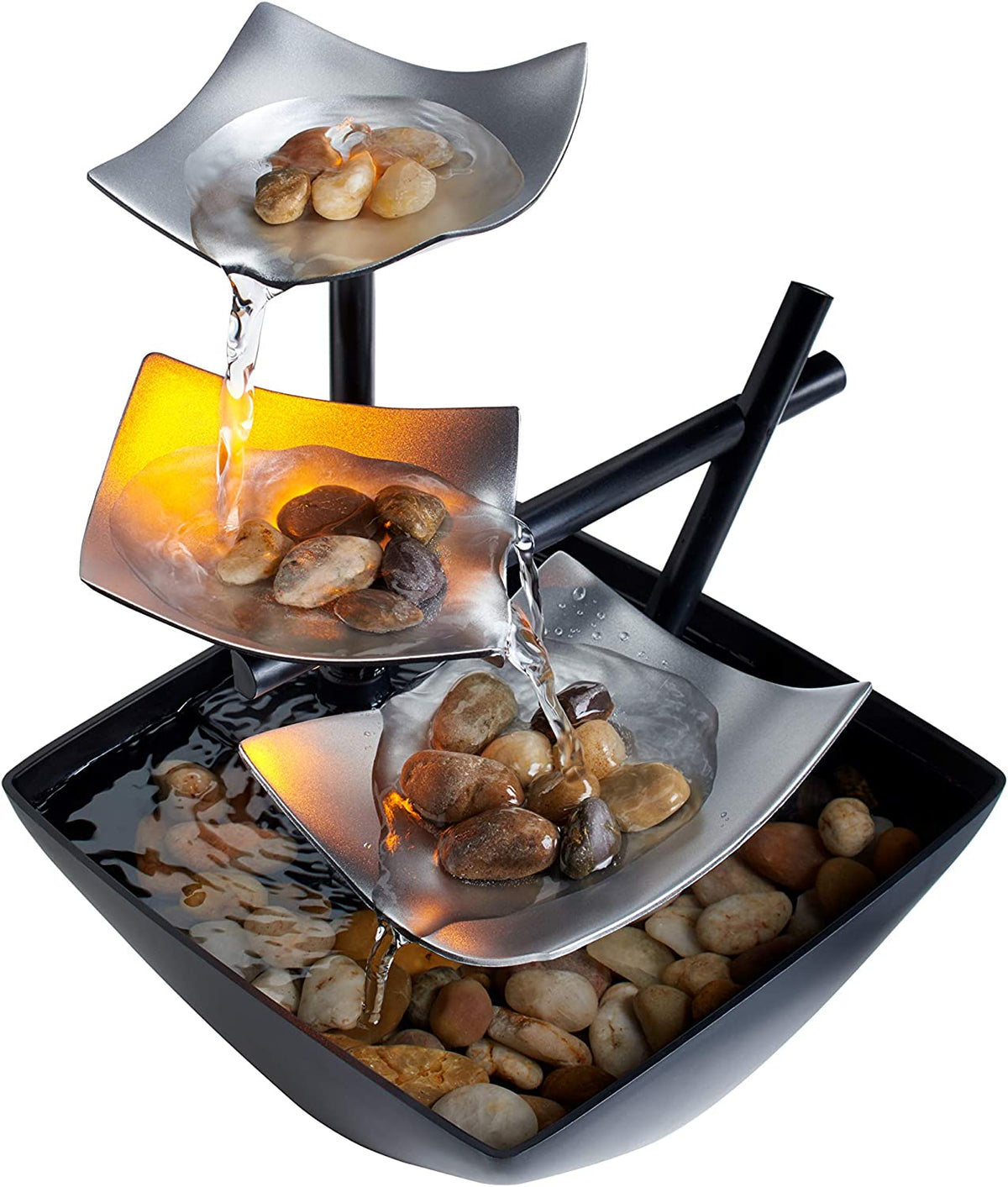 Brand 3-Tier Tabletop Fountain, Black, Indoor Zen Relaxation