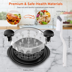 Upgrate Chicken Shredder, 10''Chicken Shredder Tool Twist with Transparent Lid, Ergonomic Handle and Anti-Slip Base, Dishwasher Safe, Cleaning Brush, Heat Resistant (Black)