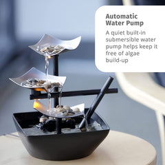 Brand 3-Tier Tabletop Fountain, Black, Indoor Zen Relaxation