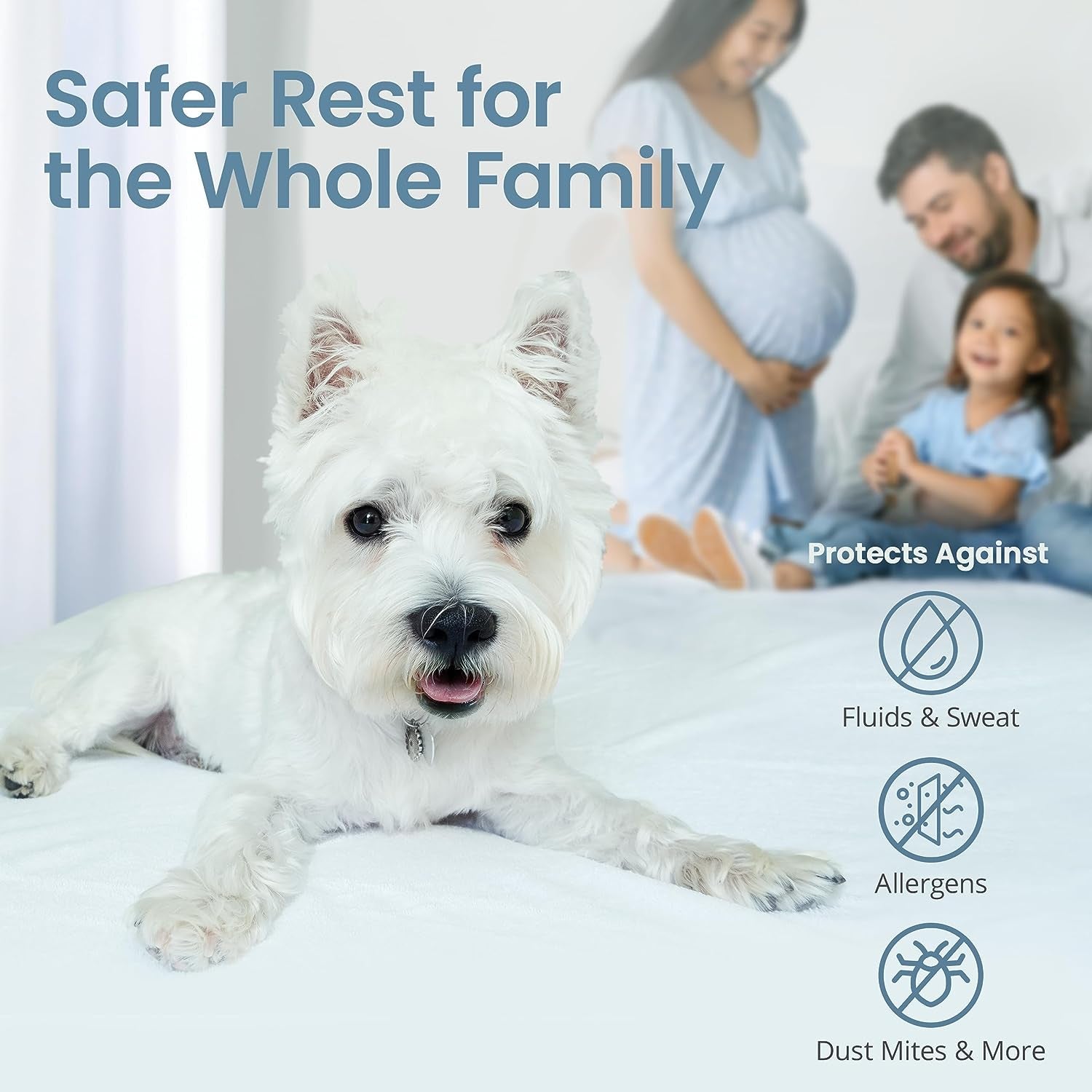 100% Waterproof Queen Size Mattress Protector - Fitted with Stretchable Pockets - Machine Washable Cotton Mattress Cover for Bed