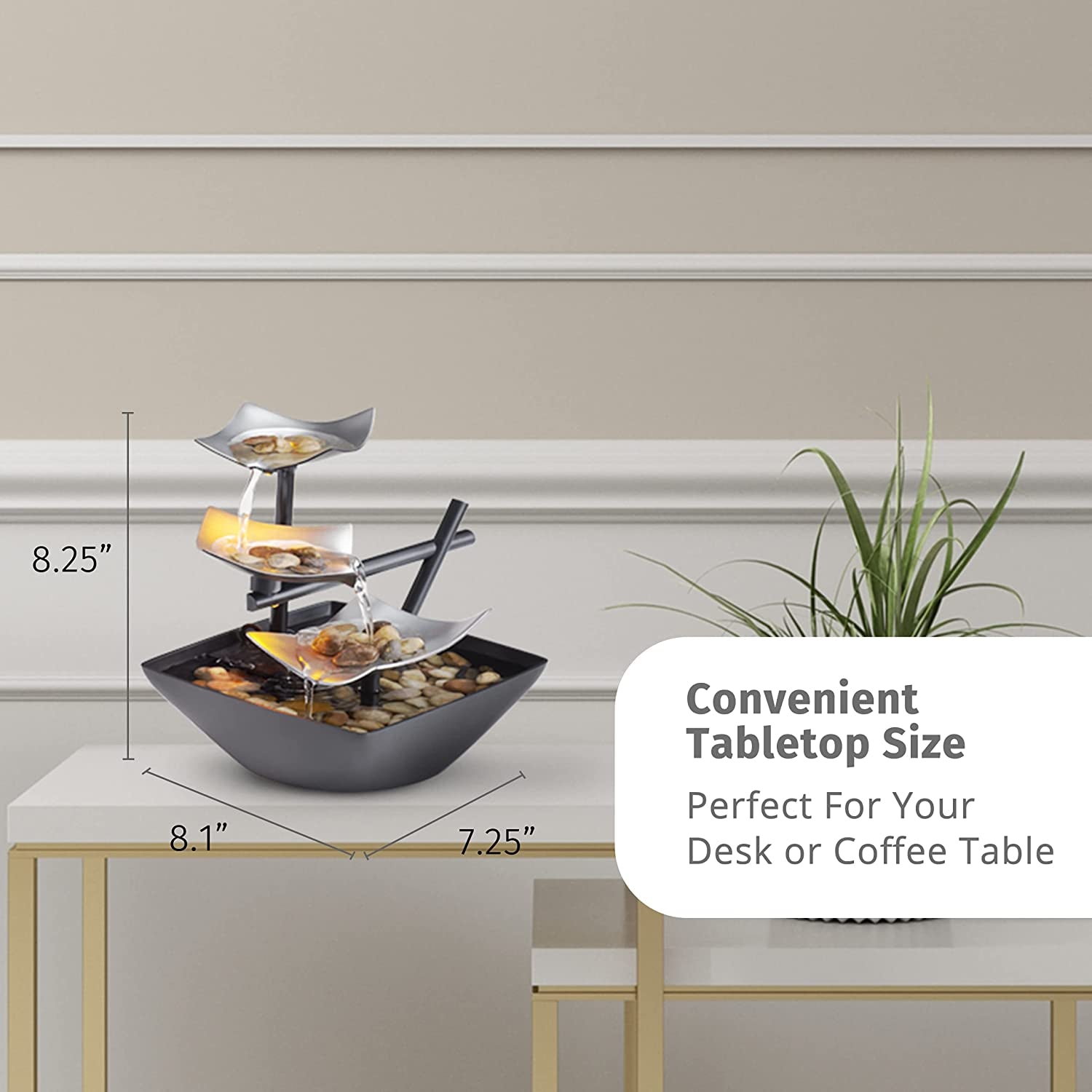 Brand 3-Tier Tabletop Fountain, Black, Indoor Zen Relaxation