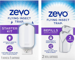 Flying Insect Trap, Fly Trap + Refill Cartridge Pack (1 Plug-In Base + 3 Total Refill Cartridges)