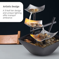 Brand 3-Tier Tabletop Fountain, Black, Indoor Zen Relaxation