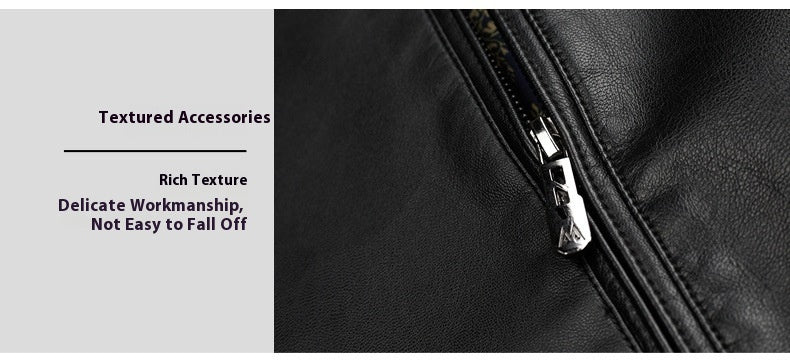 Thin Fleece-lined Soft Leather Jacket